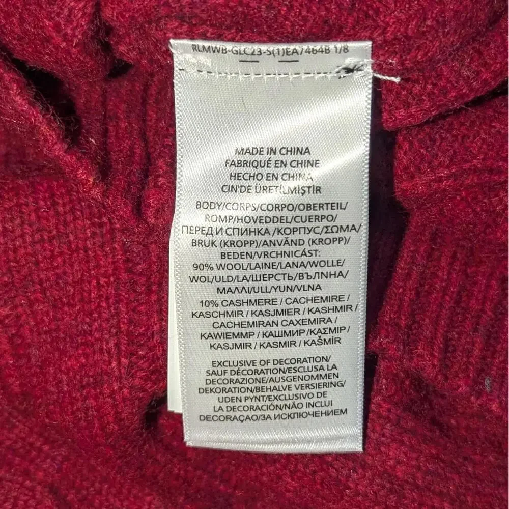 Polo Ralph Lauren Wool Cashmere Cable Knit Crewneck Sweater Burgundy M NWT - Picture 6 of 7